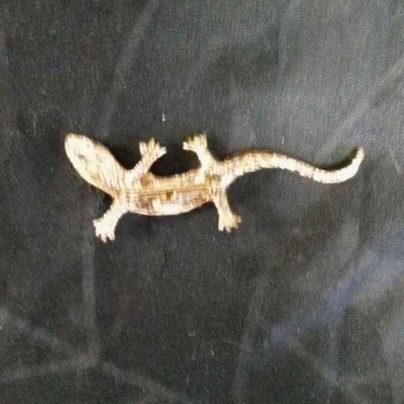 VTG PERIOD STYLE LIZARD BROOCH BROWN GLAZED ENAMEL WITH GREEN RHINESTONE EYES - Picture 3 of 5